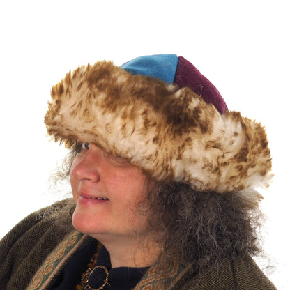 Viking wool hat, blue violet, hand sewn, wool and sheep, larp, medieval, sca, unisex hat, Woolen headdress viking, Slavic Viking clothing