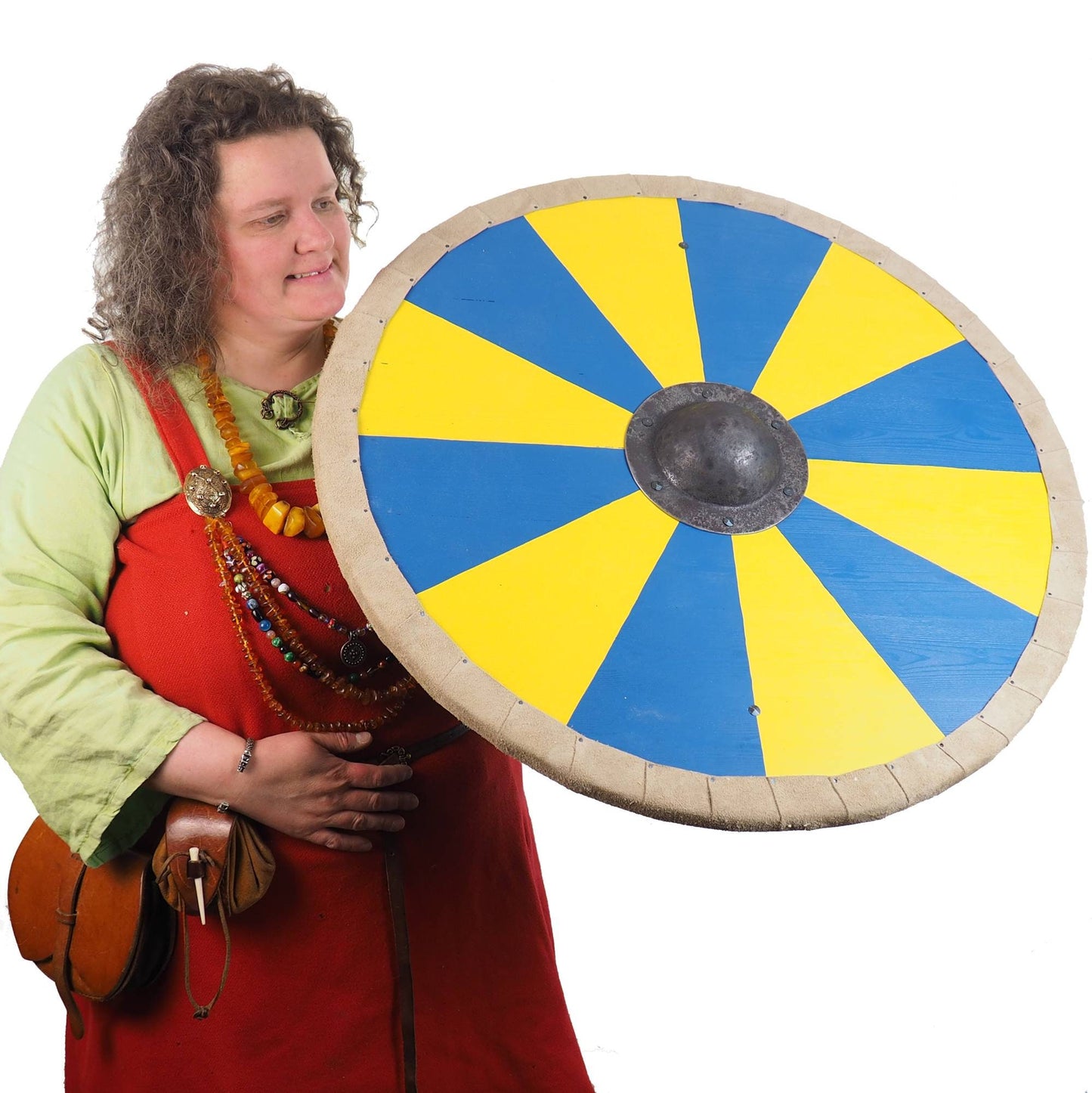 Blue and Yellow Viking Shield Pattern, Norsman shield, Wall decor, Larp and reenactment, SCA ready, black shield