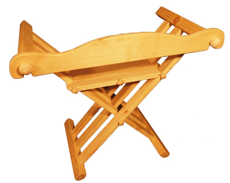 Raw wooden medieval viking folding chair with back support