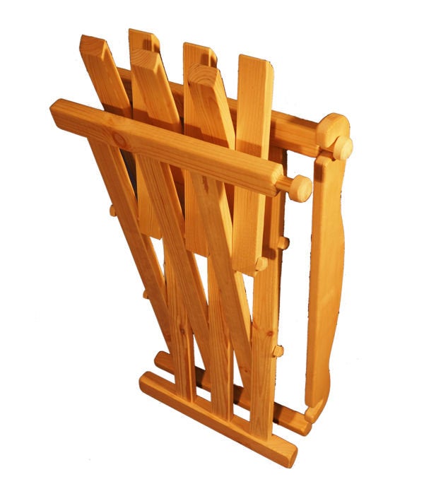 Raw wooden medieval viking folding chair with back support
