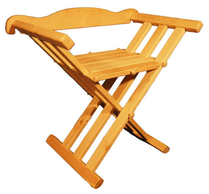 Raw wooden medieval viking folding chair with back support