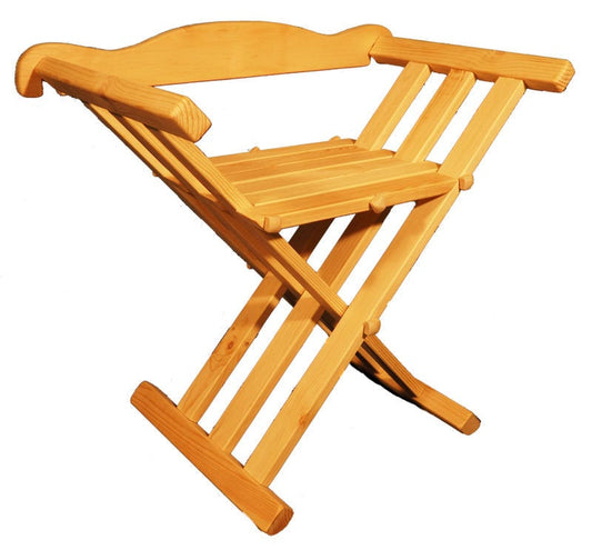 Raw wooden medieval viking folding chair with back support