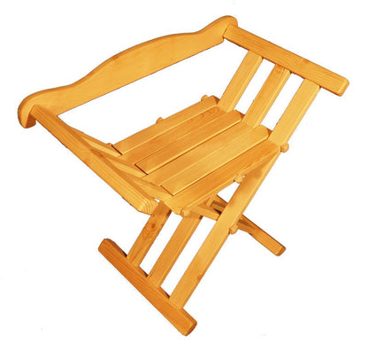 Raw wooden medieval viking folding chair with back support