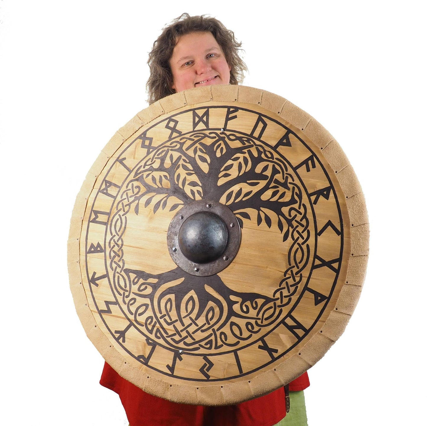 Personalized Big Tree of Life Viking Shield Pattern, Norsman shield, Wall decor, Larp and reenactment, SCA ready, black shield