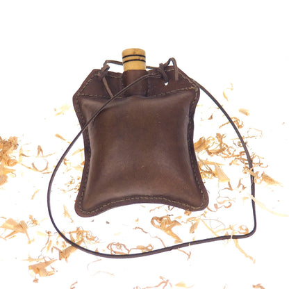Light Brown Square Waterskin, 19 oz ,Natural water bottle, for bear and wine, leather canteen, 0,55 liter, viking,   Witcher, gift for him
