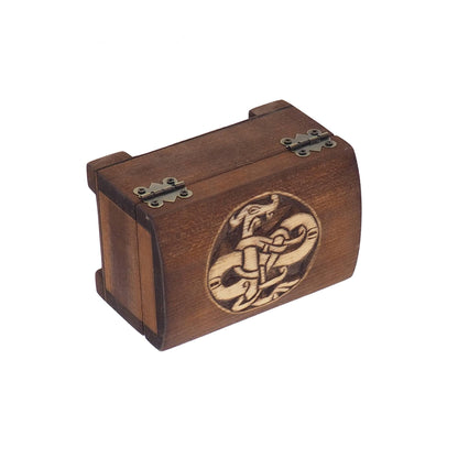 Wooden jewelry box, urnes dragon viking plait, hand carved, personalized, history pattern, gift box, custom jewelry box, wedding memory box,