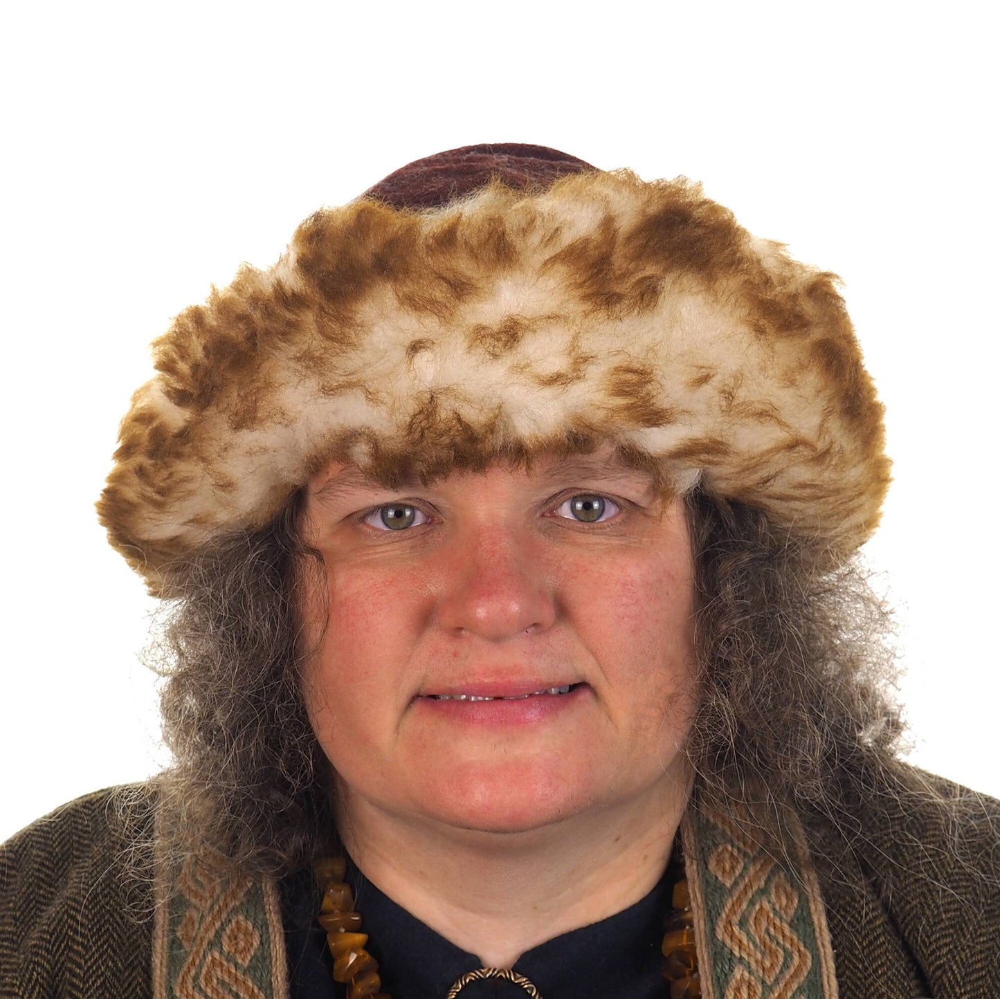 Viking gray violet wool hat, hand sewn, wool and sheep, larp, medieval, sca, unisex hat, Woolen headdress viking fur Slavic Viking clothing