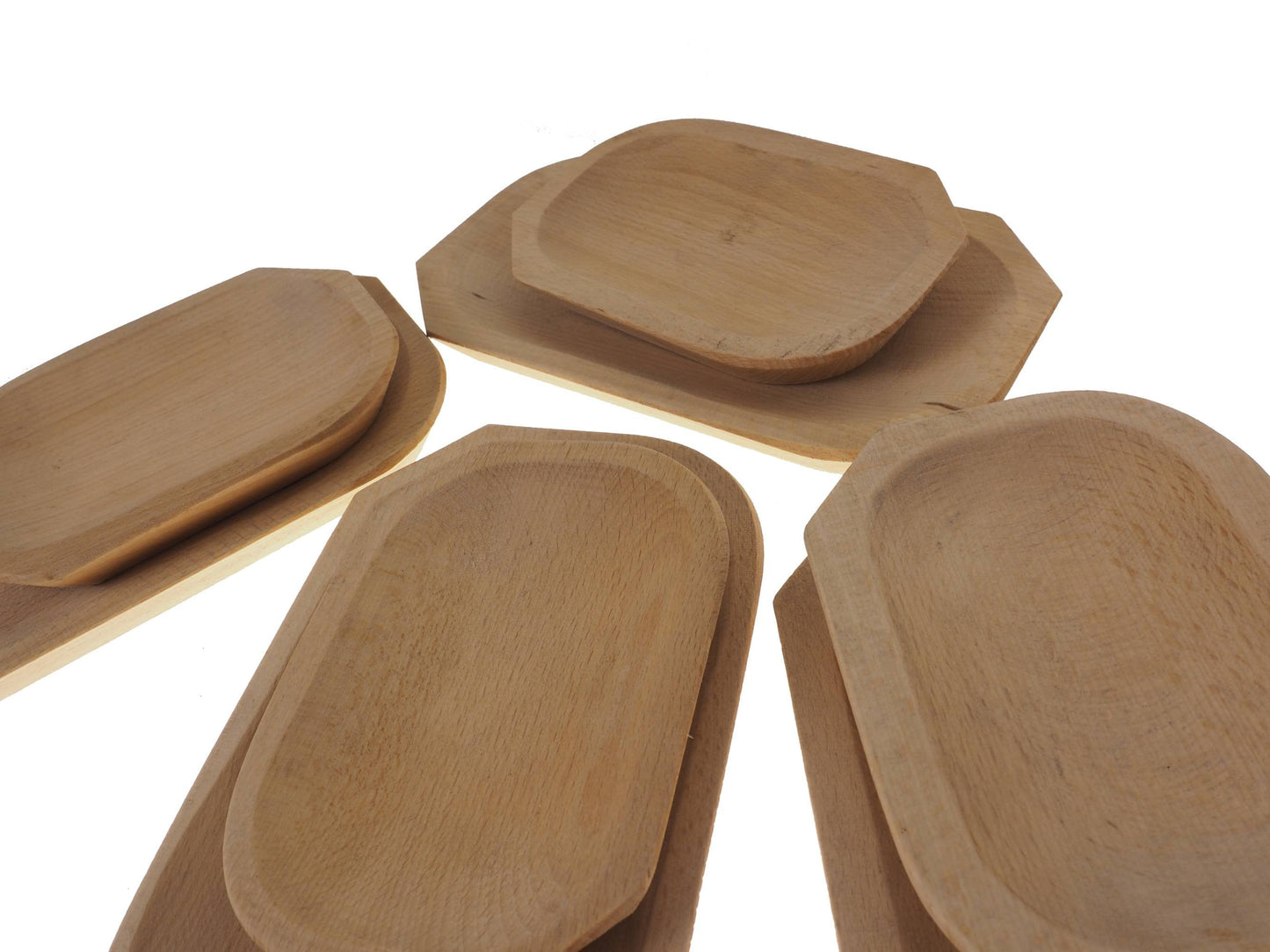 Set 2 flat wooden plate, big and small, oak tray, rounded viking dishes, medieval, larp, SCA, handmande, personalised, viking