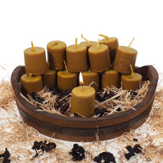 Pure Beeswax Candle, 2 and 1/2" high Unscented Beeswax Pillar Candle, Hand Made, Natural Eco Friendly for for Meditation, Prayer or Altar