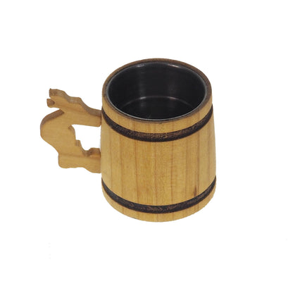 Oak Wooden Beer Mug 50 ml  1.7 oz, steel inside wooden cup, wooden drinking mug, historical mug, rustic mug, medieval replica