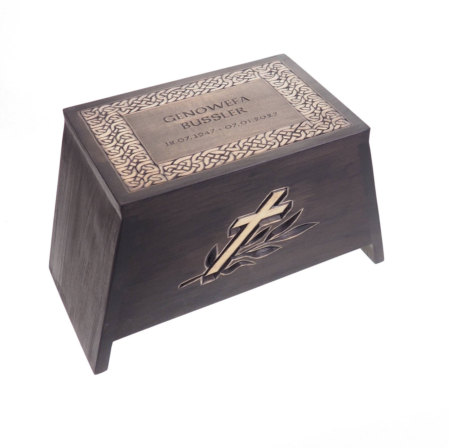 Ebony Personalized Wood Urn For Human Ashes, Wooden Memorial Box Carved , Keepsake Urns, Cremation Boxes For Burial,