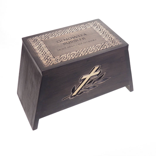 Ebony Personalized Wood Urn For Human Ashes, Wooden Memorial Box Carved , Keepsake Urns, Cremation Boxes For Burial,