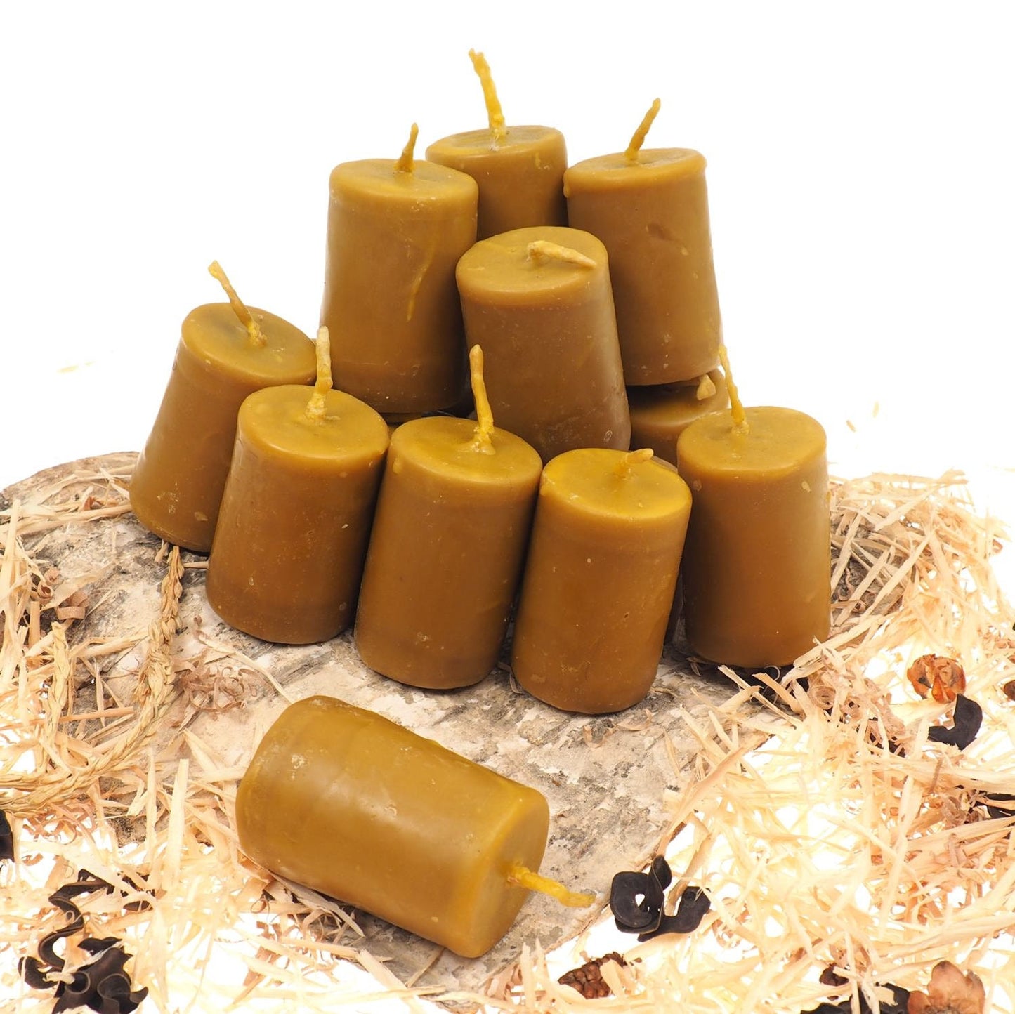 Pure Beeswax Candle, 3 and 1/2" high Unscented Beeswax Pillar Candle, Hand Made, Natural Eco Friendly for for Meditation, Prayer or Altar