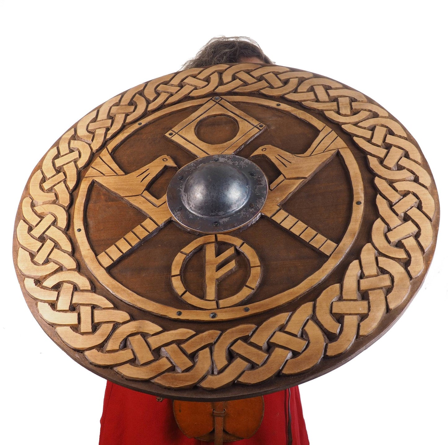 Hand carved  custom pattern Viking Shield, 30 inch, Blank surface, Norsman shield, Wall decor, Larp and reenactment, SCA ready, Linden wood