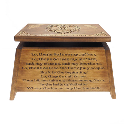 Viking Personalized Wood Memorial Box with Yggdrasil, Wooden  Carved , Keepsake  Urns, Cremation Boxes For Burial, Viking pagan
