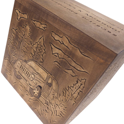 Square Personalized Wood Urn For Human Ashes, Wooden Memorial Box, Carved Keepsake Cremation Urns, Cremation Boxes For Burial
