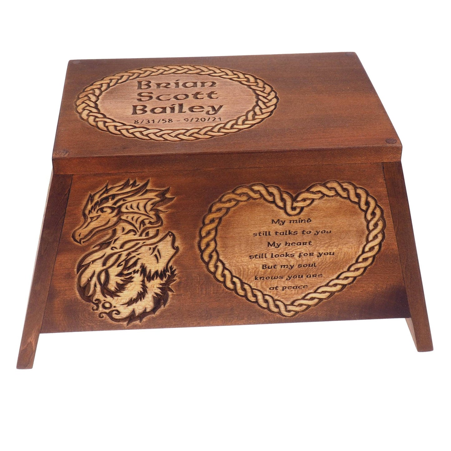 Personalized Tribal Motive Wooden Urn For Human Ashes, Wooden Memorial Box, Hand Carved, Keepsake Cremation Urns, Cremation Boxes For Burial