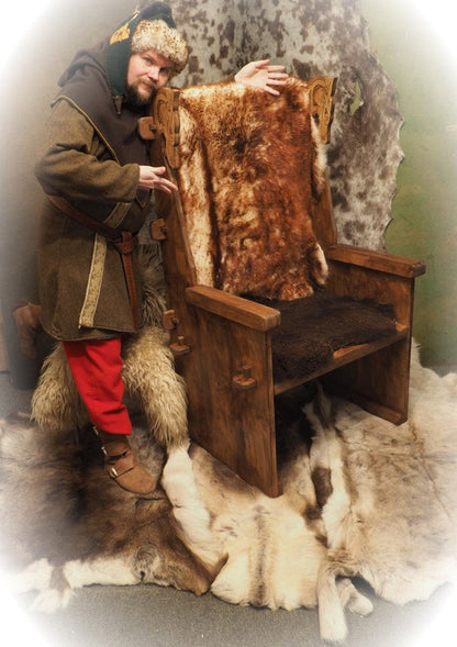 Viking medieval throne , larp, sca reenactment chair, historical furniture, viking throne,