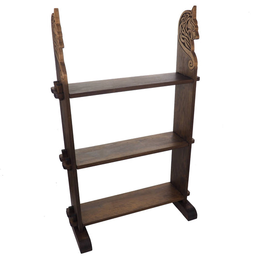 Viking personalized three-shelf bookcase, standing, shelf with wolf head, hanging book shelf , norsk style, medieval decor, Larp and SCA,