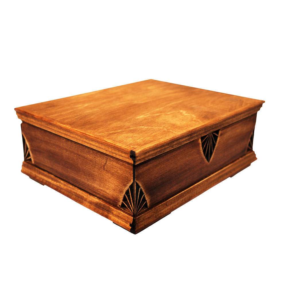 Hand-carved wooden box with Gothic motifs