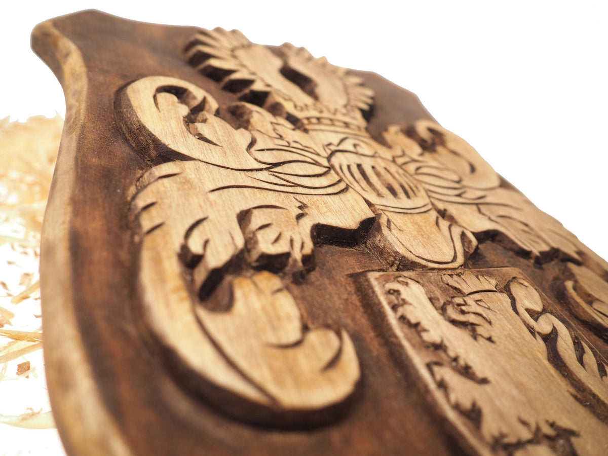 Personalized Family Crest, Hand Carved, Coat of Arms, Custom, Family Shield, Wooden Emblem, Wedding Wood Art, Heraldic, Woodcraft