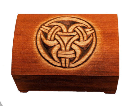 Wooden historical jewelry box with pattern of Borre Style, Norway