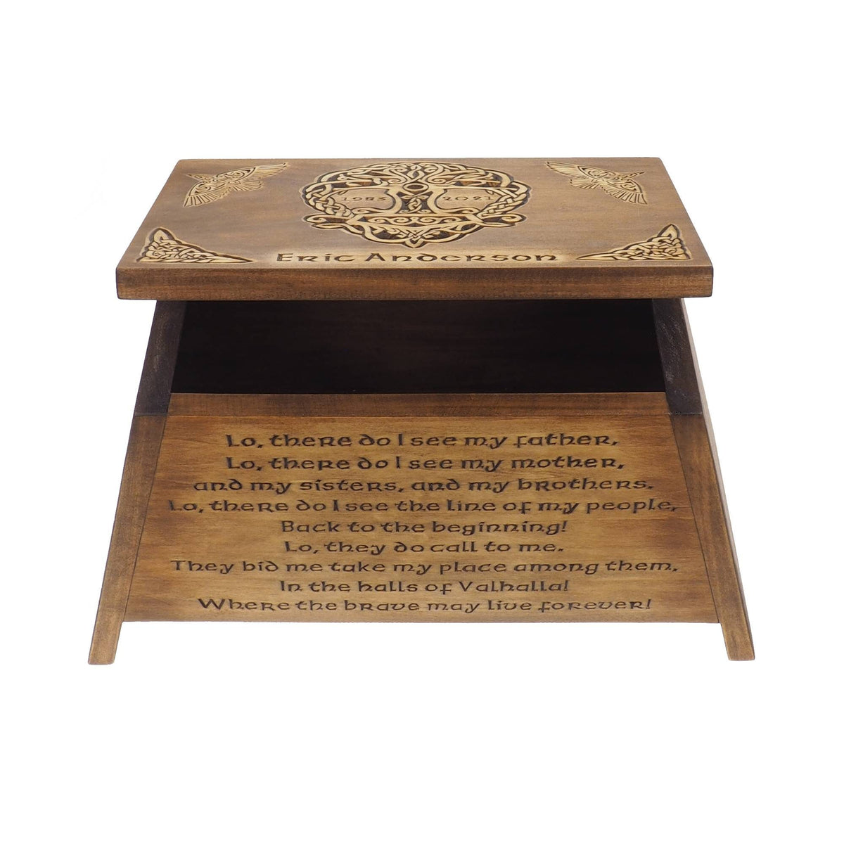 Viking Personalized Wood Memorial Box with Yggdrasil, Wooden  Carved , Keepsake  Urns, Cremation Boxes For Burial, Viking pagan