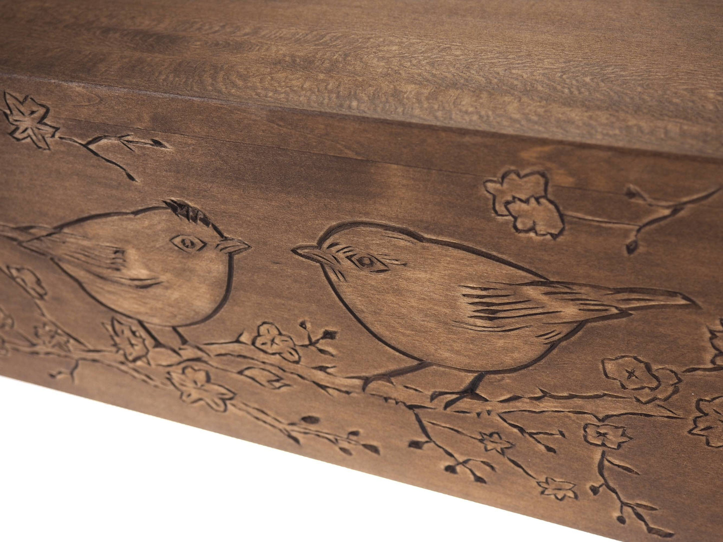 Double  Wood Urn Personalized For Human Ashes, Bird pattern,  Wooden Memorial Box Carved , Keepsake Cremation Urns,  Boxes For Burial