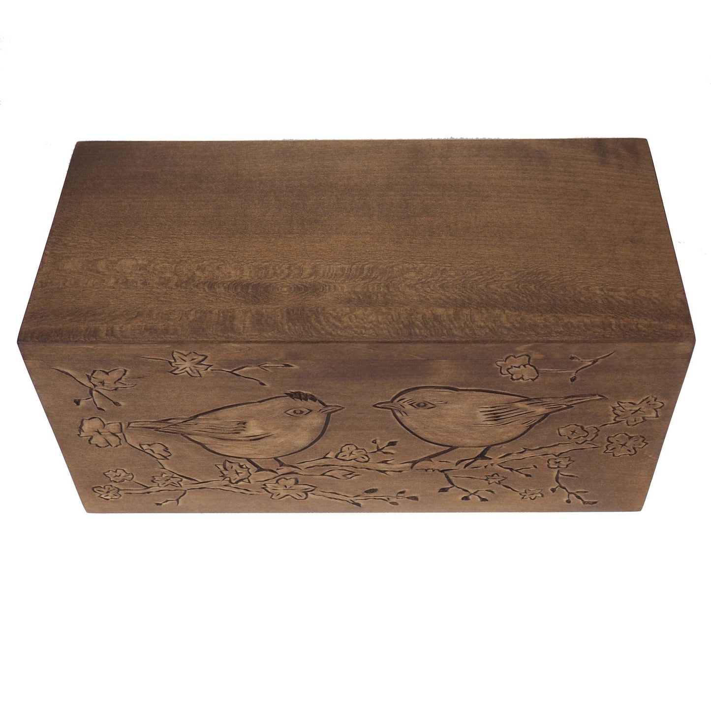 Double  Wood Urn Personalized For Human Ashes, Bird pattern,  Wooden Memorial Box Carved , Keepsake Cremation Urns,  Boxes For Burial