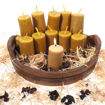 Pure Beeswax Candle, 3 and 1/2" high Unscented Beeswax Pillar Candle, Hand Made, Natural Eco Friendly for for Meditation, Prayer or Altar