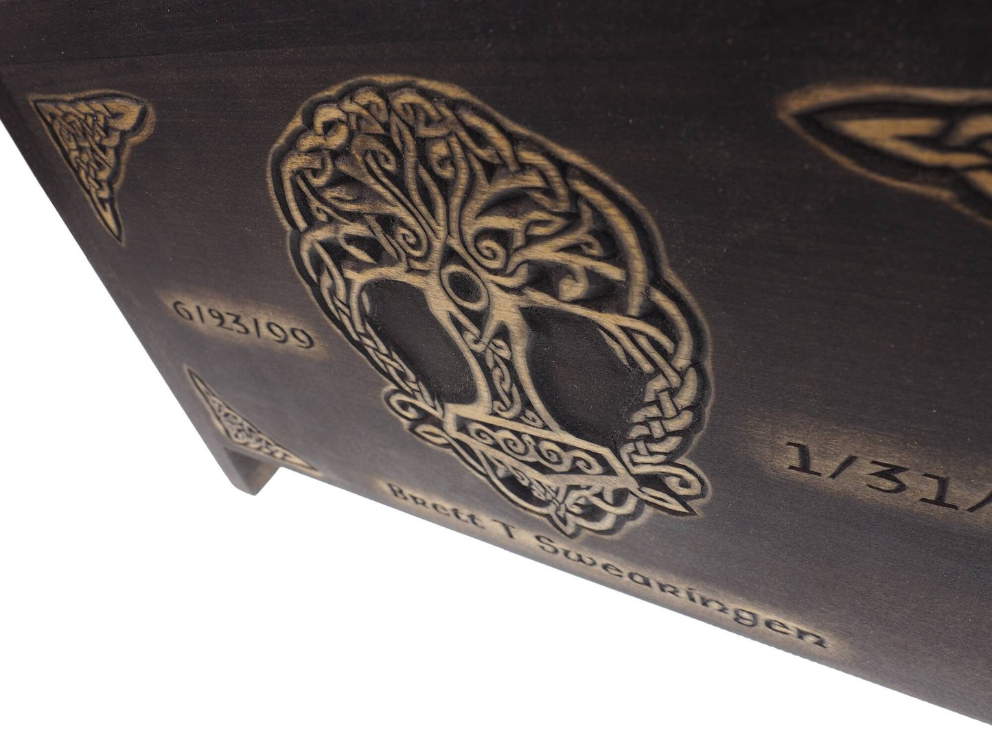 Viking Personalized Wood Urn with Yggdrasil and set of memory boxes, Viking ship, Wooden Memorial Box Carved , Cremation Urns, Viking, pagan