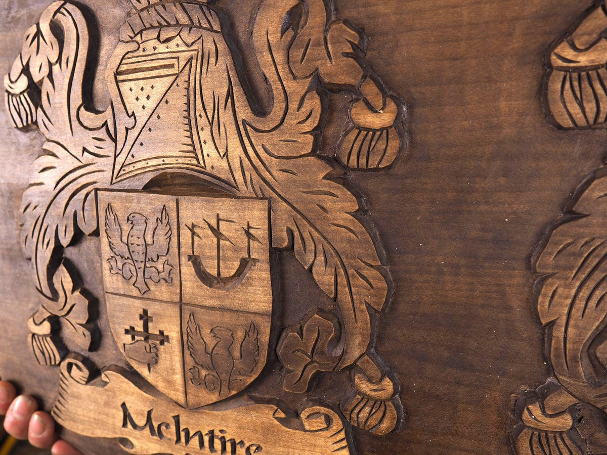 Personalized  Double Family Arms Crest, Hand Carved, Coat of Arms, Custom, Family Shield, Wooden Emblem, Wedding Wood Art, Heraldic