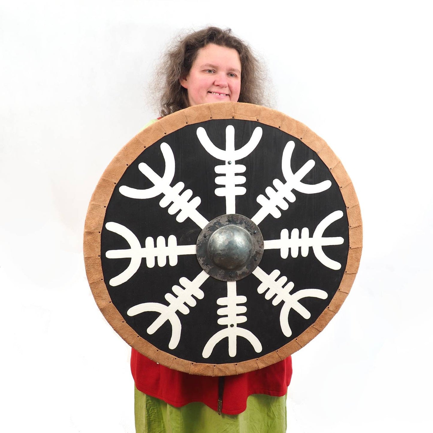 Aegishjalmur Viking Shield Pattern, Norsman shield, Wall decor, Larp and reenactment, SCA ready, black shield
