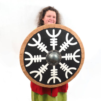 Aegishjalmur Viking Shield Pattern, Norsman shield, Wall decor, Larp and reenactment, SCA ready, black shield