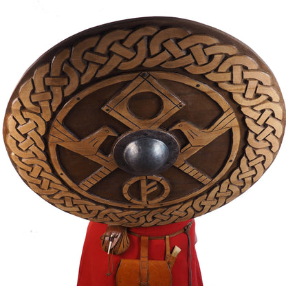 Hand carved  custom pattern Viking Shield, 30 inch, Blank surface, Norsman shield, Wall decor, Larp and reenactment, SCA ready, Linden wood