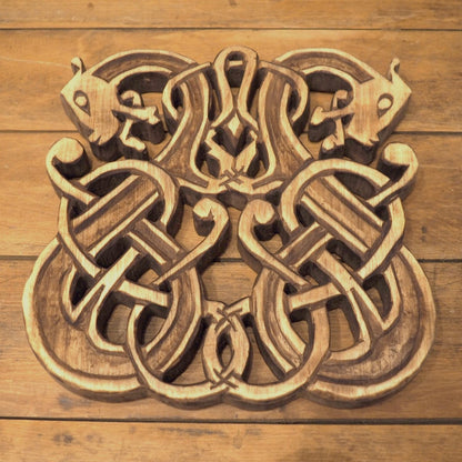 Wall sign, Urnes Dragons, Gotland - carving from rune stone Viking decor|hand carved wall sign|Viking art|wall hanging|Norse |Scandinavian