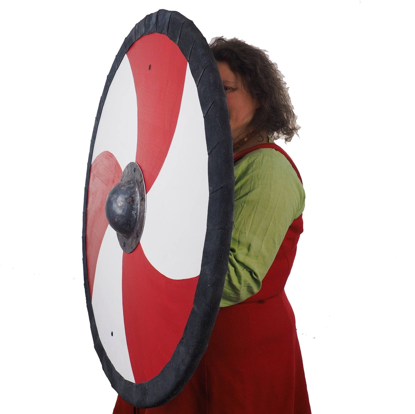 Red and white Viking Shield Pattern,cross pattern,  Norsman shield, Wall decor, Larp and reenactment, SCA ready, black shield