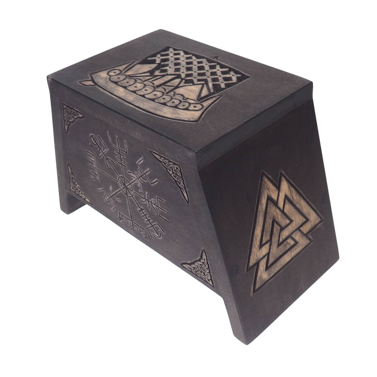 Small urn Runic Compass Wooden For Human Ashes, Wooden Memorial Box, Hand Carved, Keepsake Urns, Cremation Boxes, viking, Celtic pagan