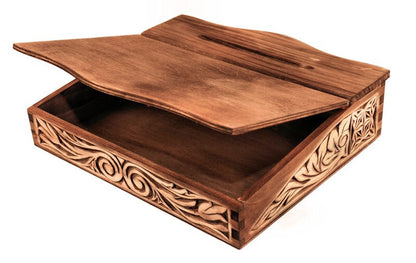 Hand carved medieval bureau box with pentagram pattern