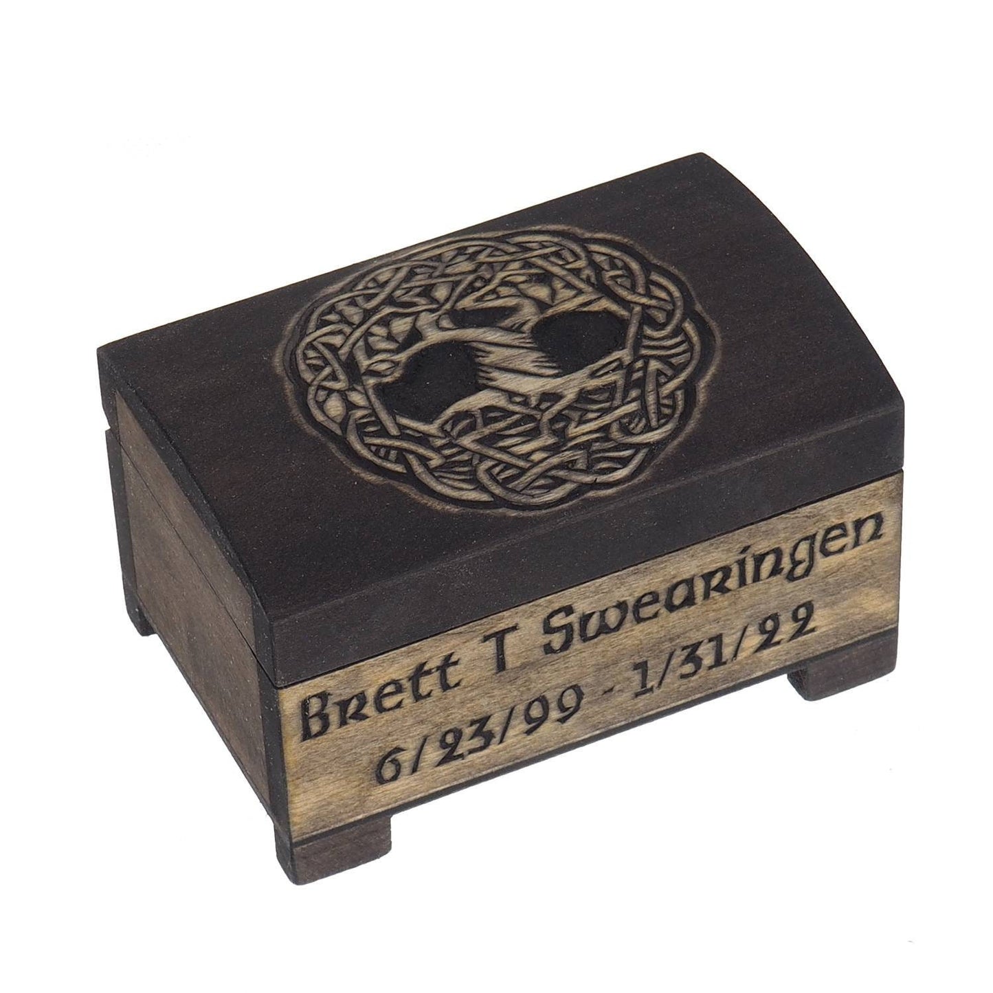 Viking Personalized Wood Urn with Yggdrasil and set of memory boxes, Viking ship, Wooden Memorial Box Carved , Cremation Urns, Viking, pagan