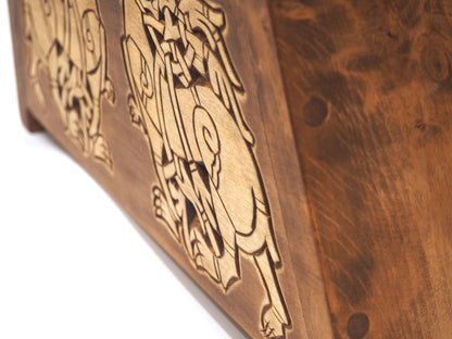Personalized Wood Urn For Human Ashes, Wooden Memorial Box Carved , Keepsake Cremation Urns, Cremation Boxes For Burial, Viking pagan