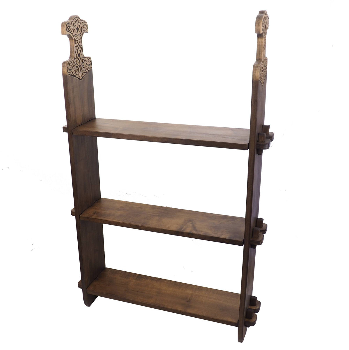 Viking personalized three-shelf bookcase , Wall shelf with Thor hammer, hanging book shelf , norsk style, medieval decor, Larp and SCA,