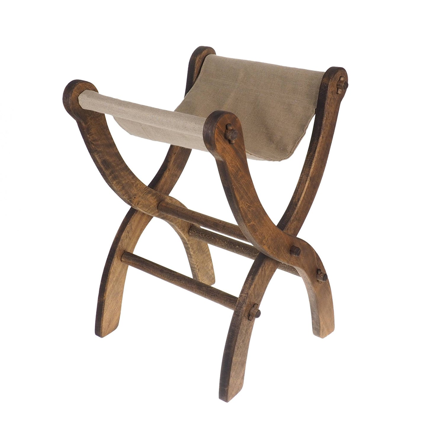 Medium Wooden Folding Stool, Oak finish, Medieval stool, Viking, Larp and SCA, reenactment, camping gear, folding chair, historical bench