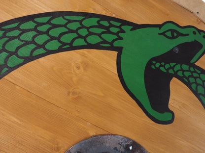 Personalized Viking Shield with Green Ouroboros  Pattern, 30 inch, Norsman shield, Wall decor, Larp and reenactment, SCA ready, black shield