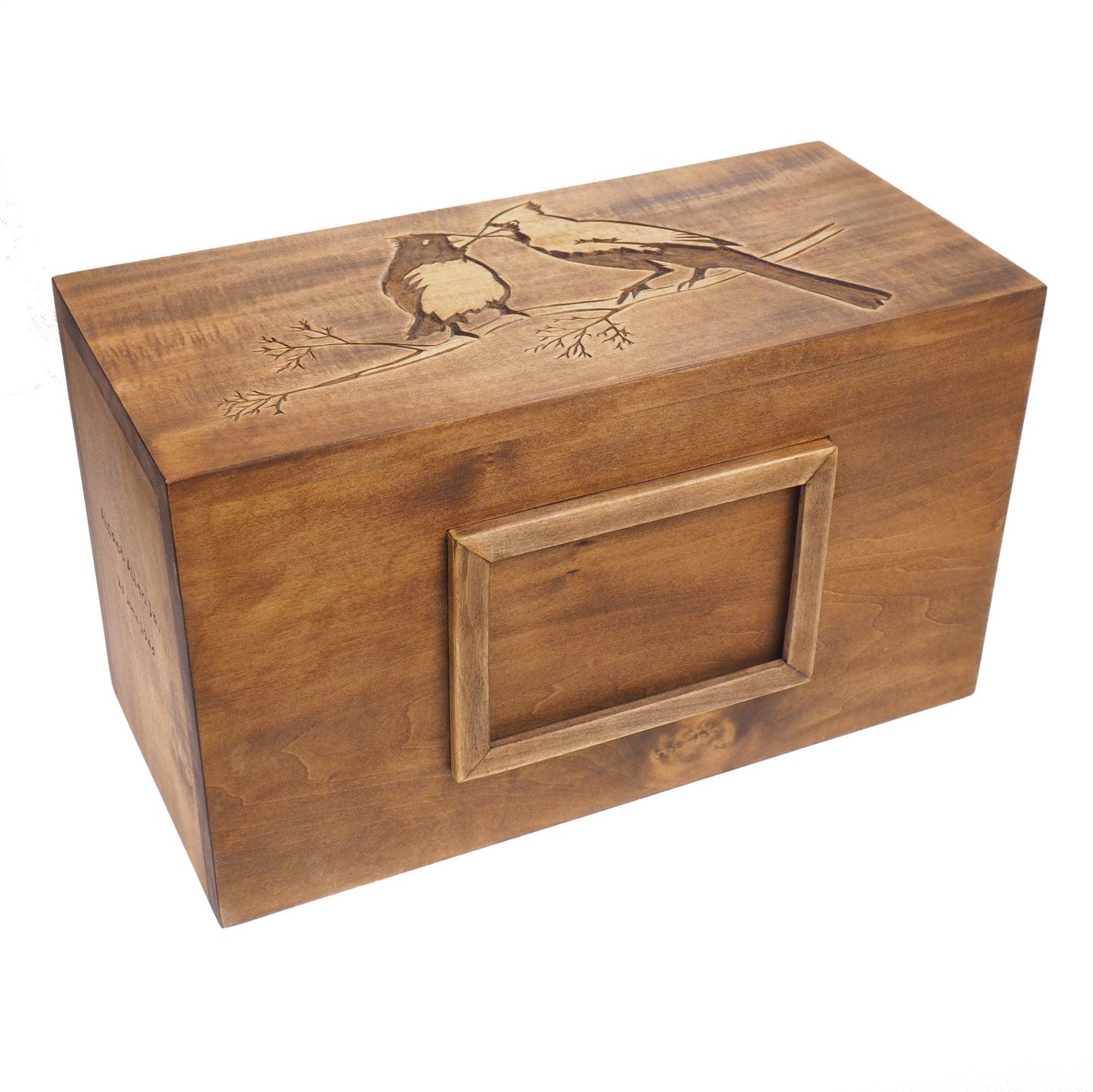 Double  Wood Urn Personalized For Human Ashes, With Frame for Photo, Wooden Memorial Box Carved , Keepsake Cremation Urns,  Boxes For Burial