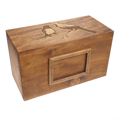 Double  Wood Urn Personalized For Human Ashes, With Frame for Photo, Wooden Memorial Box Carved , Keepsake Cremation Urns,  Boxes For Burial