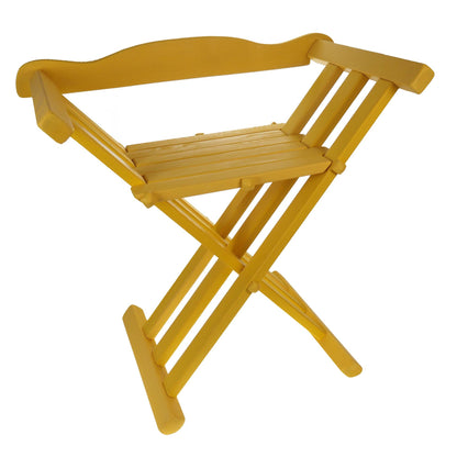 Personalized color (yellow) Wooden medieval viking folding chair with back support, Historical furniture, SCA, LARP, camping gear