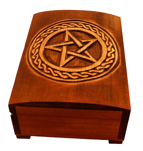 Wooden box with pentagram and plait