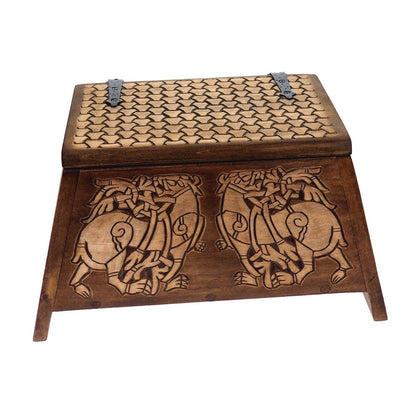Small Personalized Viking Chest, hand carved, Norse pattern box, perfect wedding gift, SCA and Larp, treasure chest