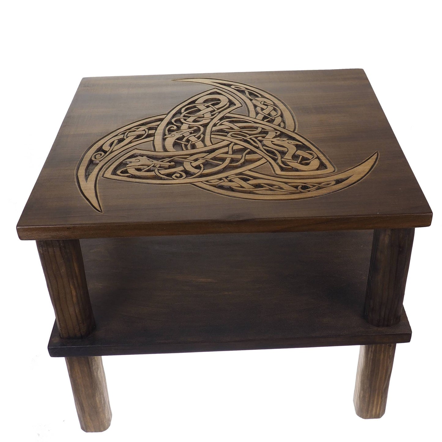 Coffee table, triple horns of Odin, Personalized, Hand Carving, Viking decor, hand carved table, Viking, night table, Norse, Scandinavian